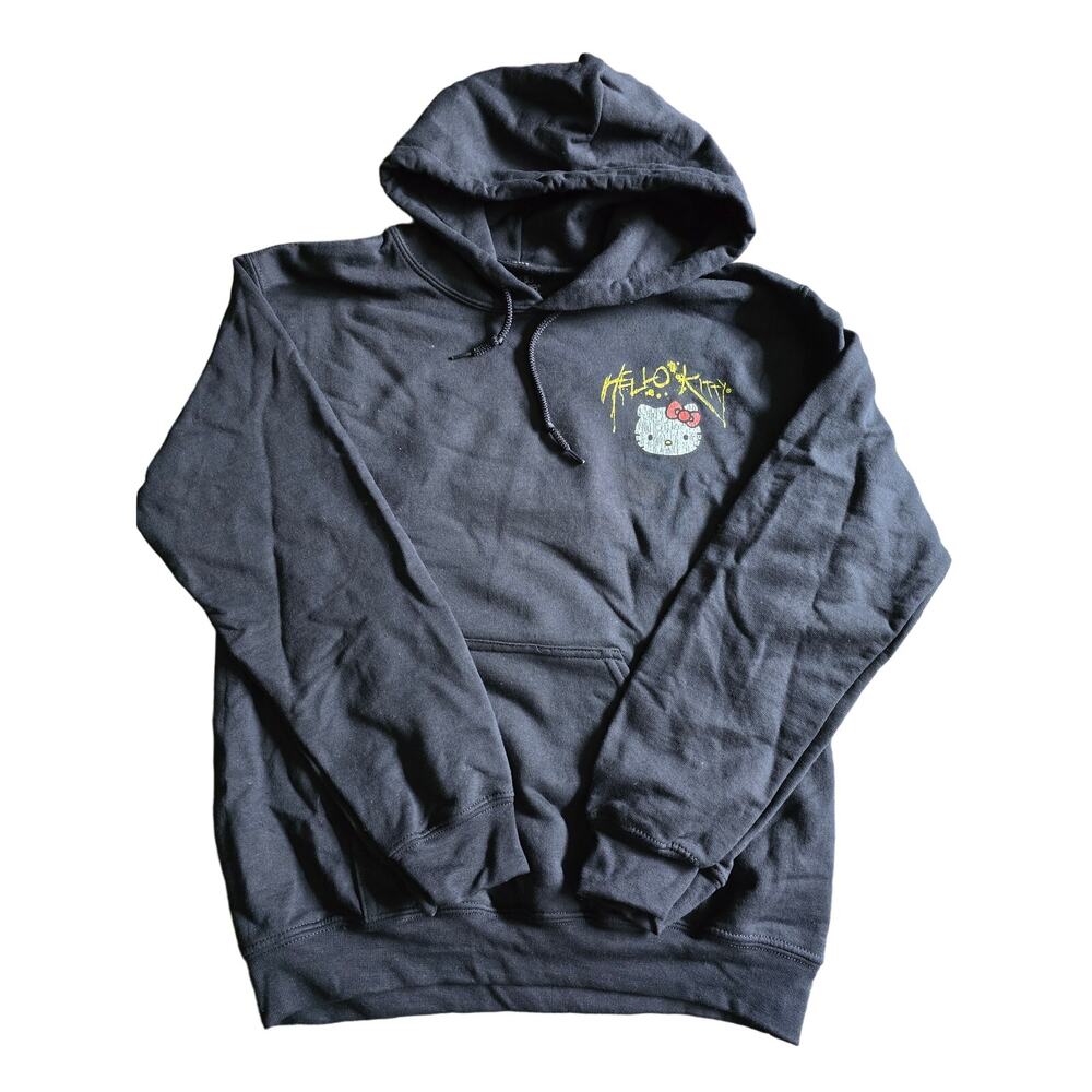 NEW‎ HELLO KITTY HOODIE GUITAR SKULLS ROCK N ROLL MEN WOMEN UNISEX BLACK Small